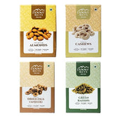 Premium Dry Fruit Combo 800gm – Pack of 4 | Almonds, Cashews, Green Raisins & Dried Anjeer – 200gm Each
