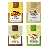 Premium Dry Fruit Combo 800gm – Pack of 4 | Almonds, Cashews, Pistachios & Kashmiri Walnut Kernels – 200gm Each