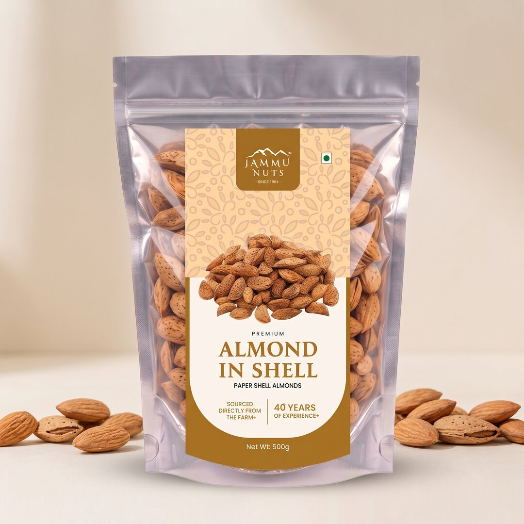 Jammu Nuts Premium Almonds in Shell (Paper Shell Almonds)