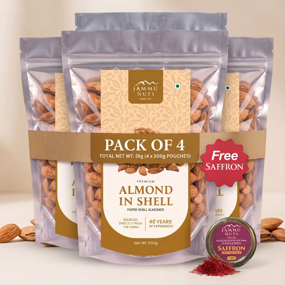 Jammu Nuts Premium Almonds in Shell (Paper Shell Almonds)
