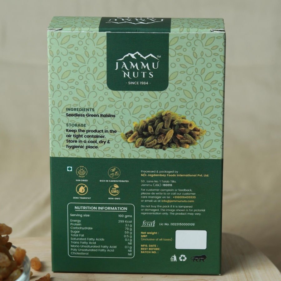 Premium Green Raisins - Jammunuts