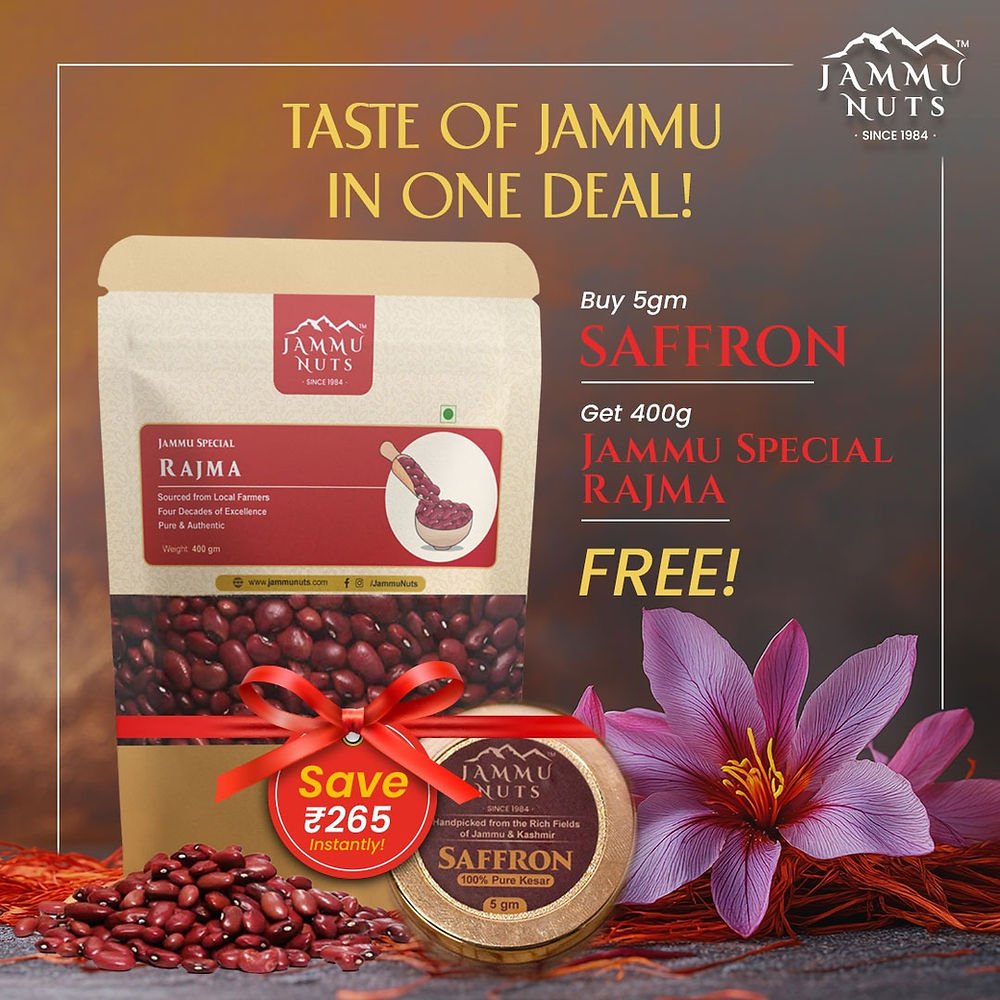 Premium Saffron 5g + Free Jammu Rajma 400g - Jammunuts