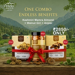 Kashmiri Mamra Almond, Walnut Giri & Jumbo Anjeer Combo Deal (500gm + 500gm + 500gm)